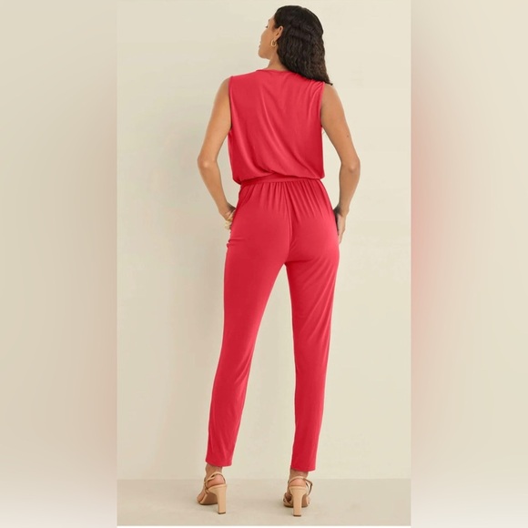 VENUS Vibrant Red V-Neck Top Wrap Tie Jumpsuit size Small NWT - Picture 14 of 14